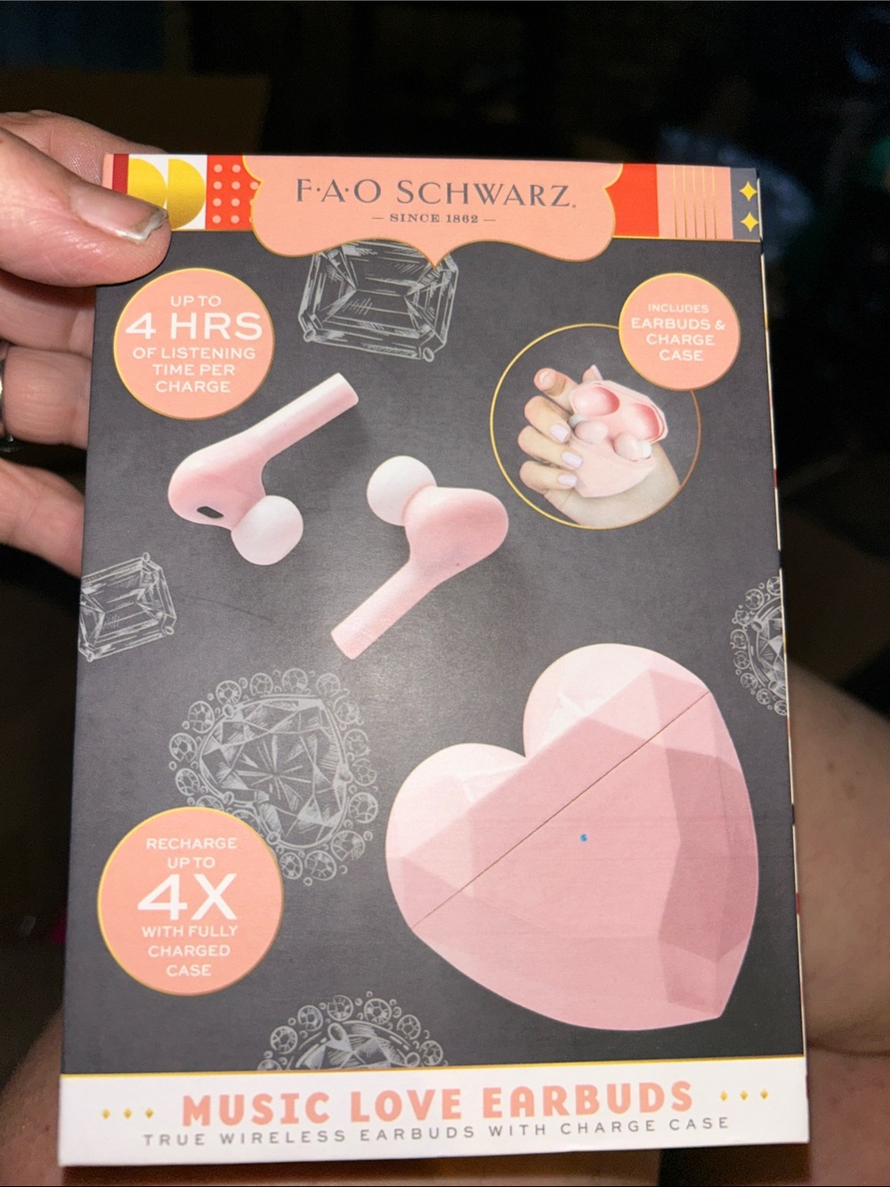 FAO Schwarz Pink Heart Music Love True Wireless Earbuds